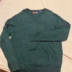 Chaps Dark Green V-Neck Sweater for Men